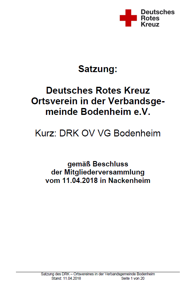 Satzung DRK OV VG Bodenheim e.V.